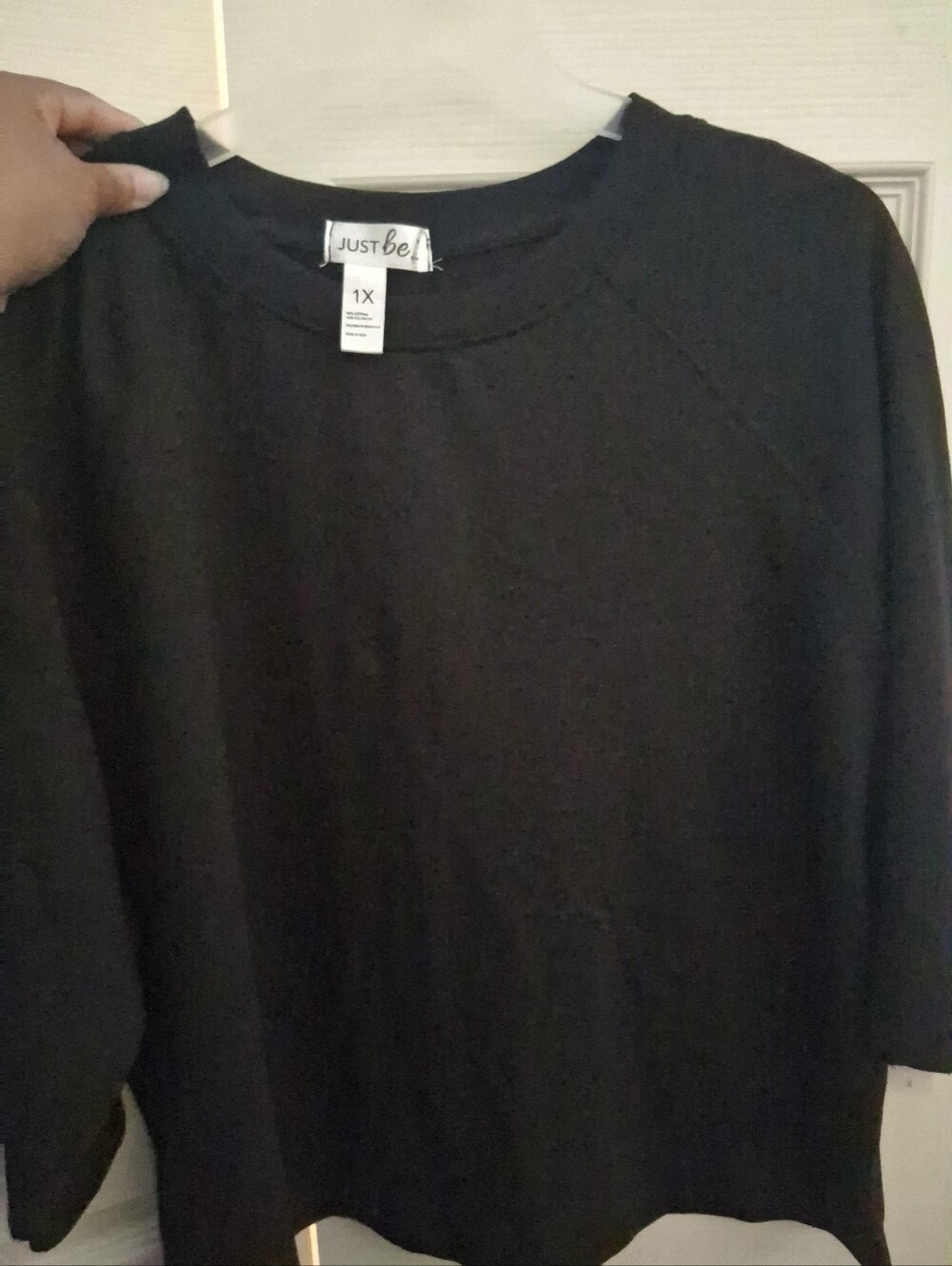 just be Black Long Sleeve Crewneck Kids Top